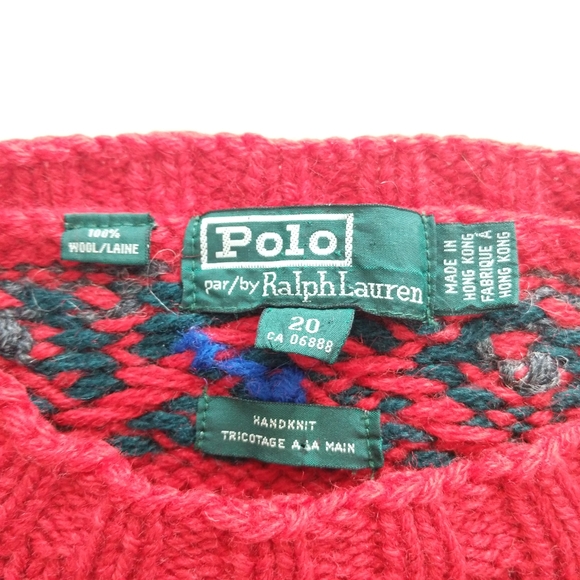 Vintage Polo by Ralph Lauren Red Wool Boys Sweater - Picture 6 of 12